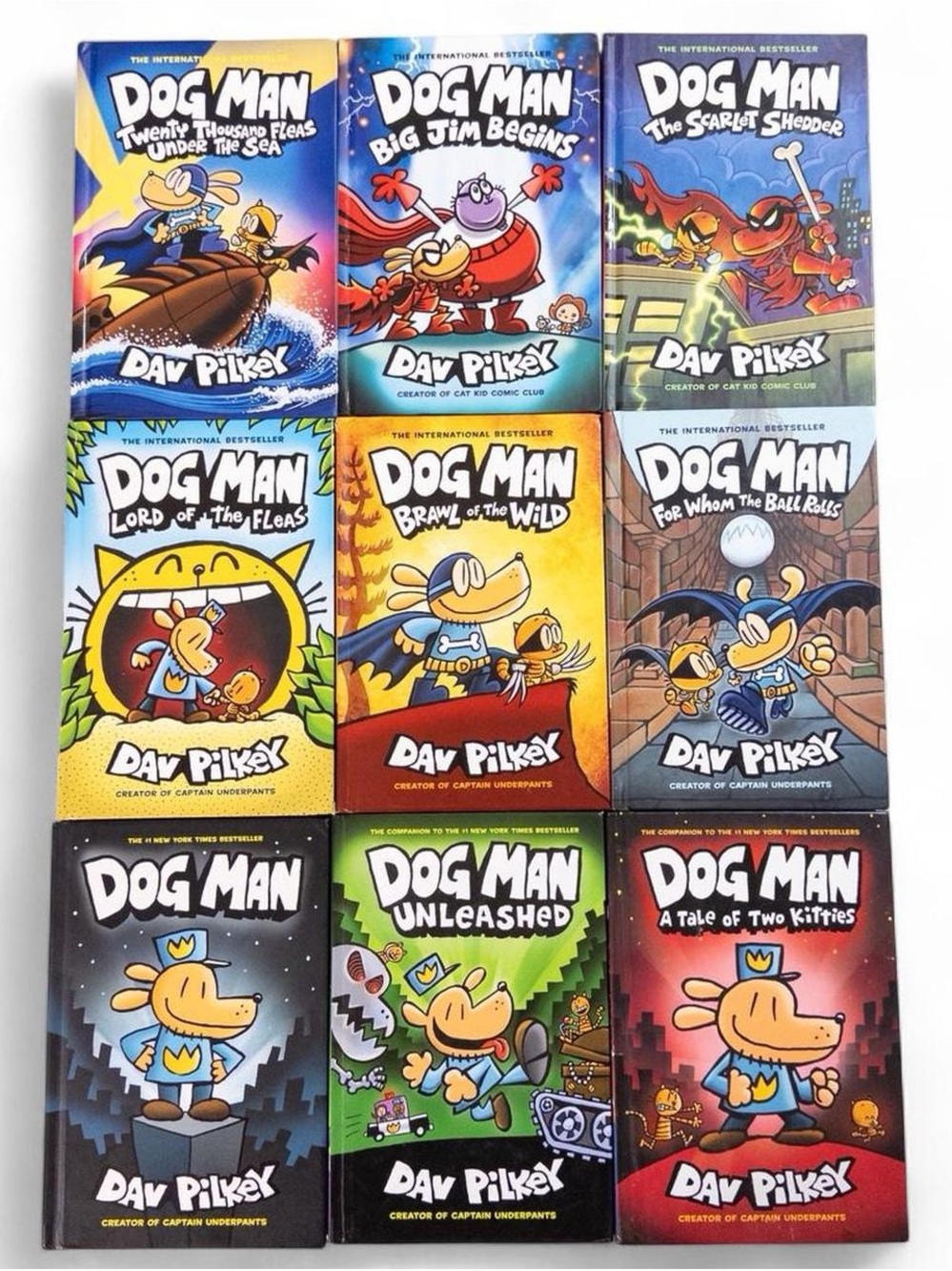 Dog Man Book Lot of 9 Hardcover Books by Dav Pilkey Kids Graphic Novels